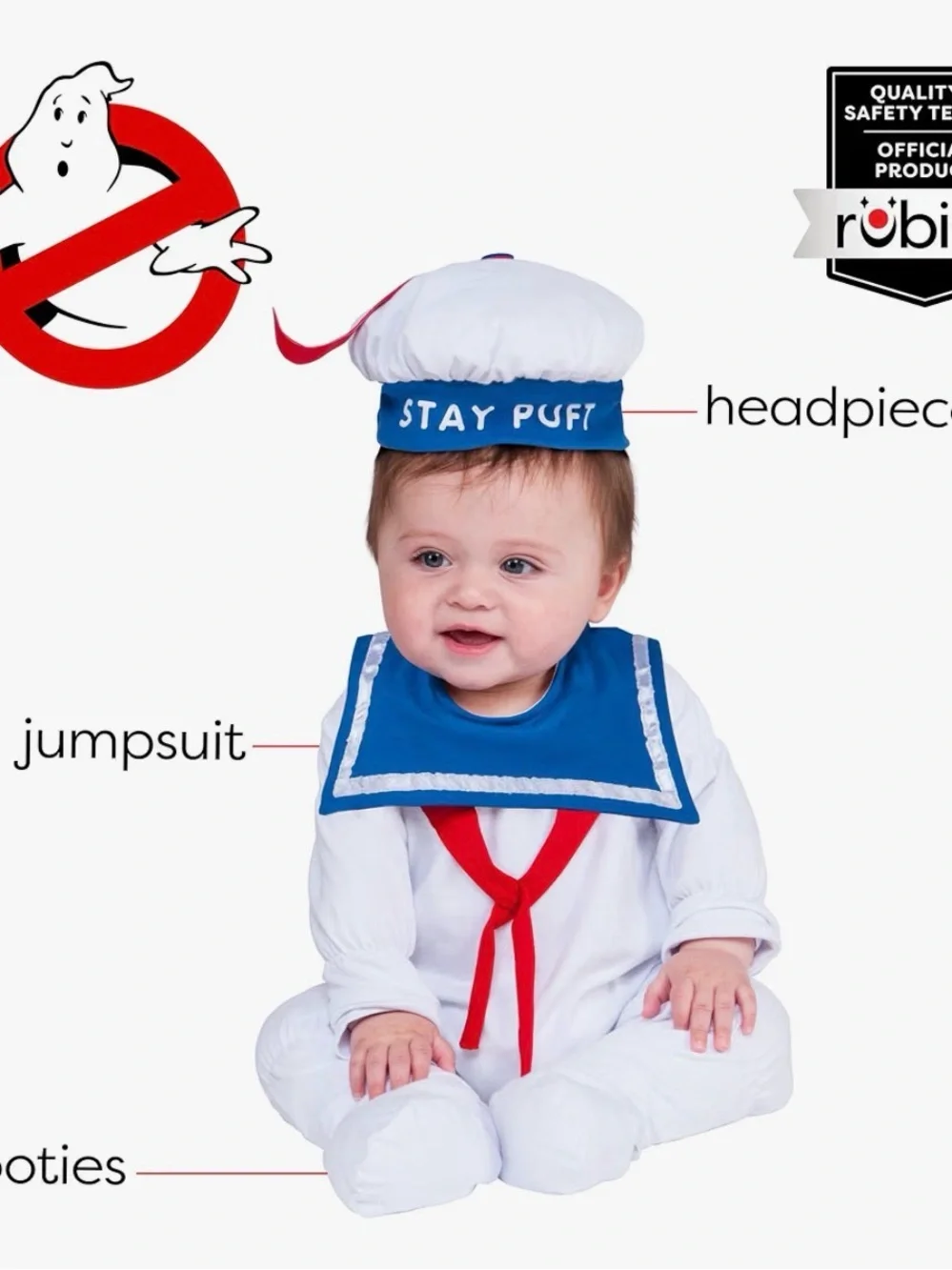 Stay Puft Marshmallow Man Infant Costume, Infant Size 3-6 months,Jumpsuit & Hat